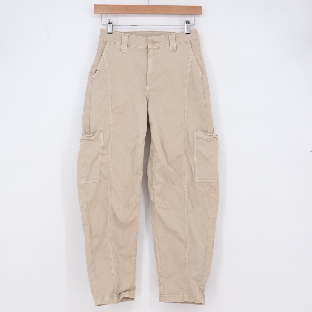 American Eagle Cargo Pants Womens 00 Stretch Regular Tan Utility Excellent